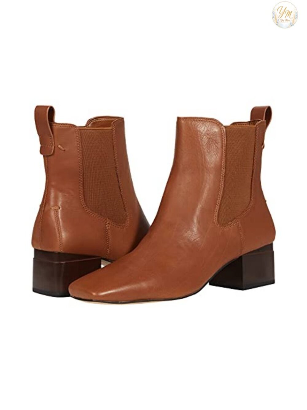 Franco Sarto Waxton Nappa Leather Square Toe Ankle Bootie Low Block Heel Slip-on